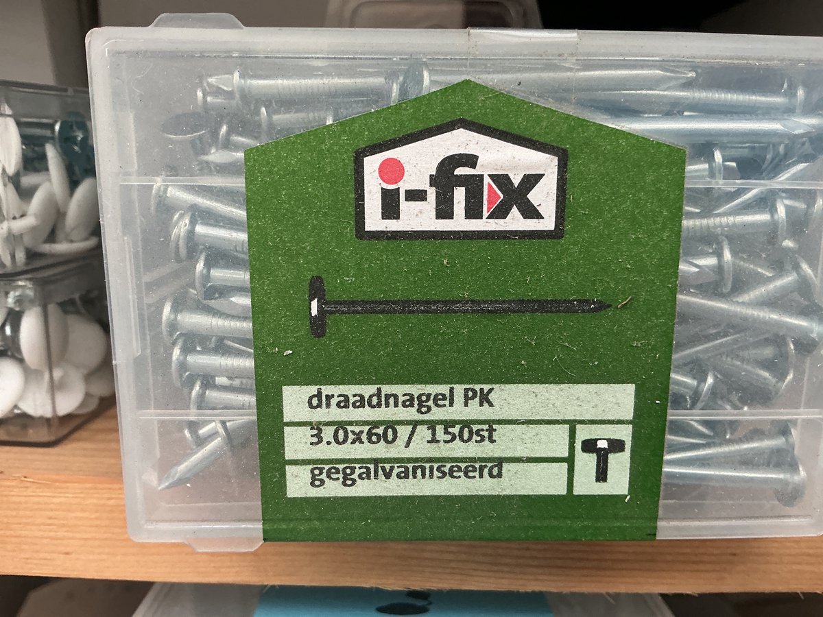 Spijkers 3.0 x 60mm. lang. 150 stuks. Draadnagels. Platkop. Verzinkt. Ifix.