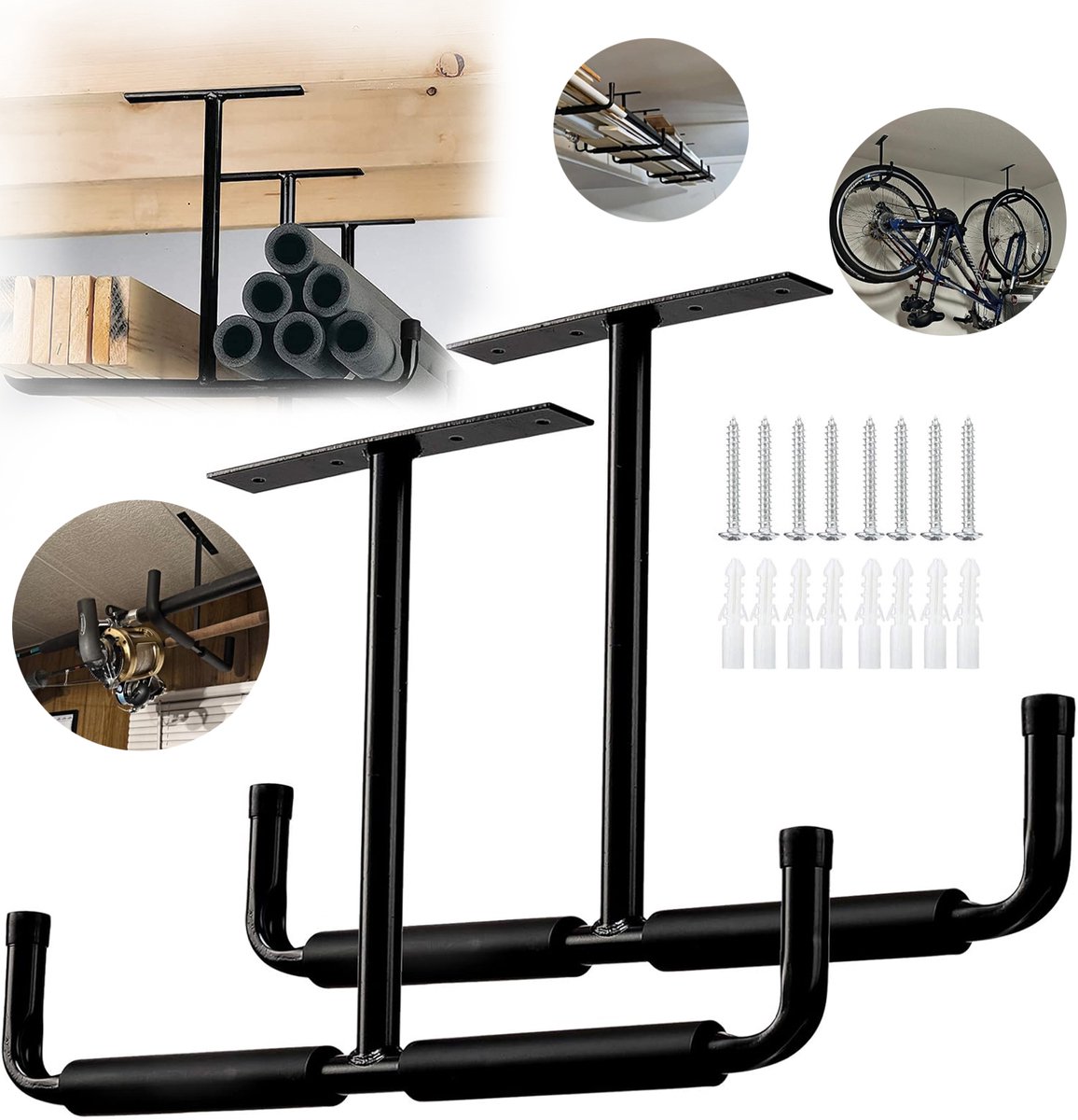 2 T Brackets, Utility Hooks, Hanging Storage, Ceiling Rack, Ceiling Mount Hanger Safe Utility Hooks.