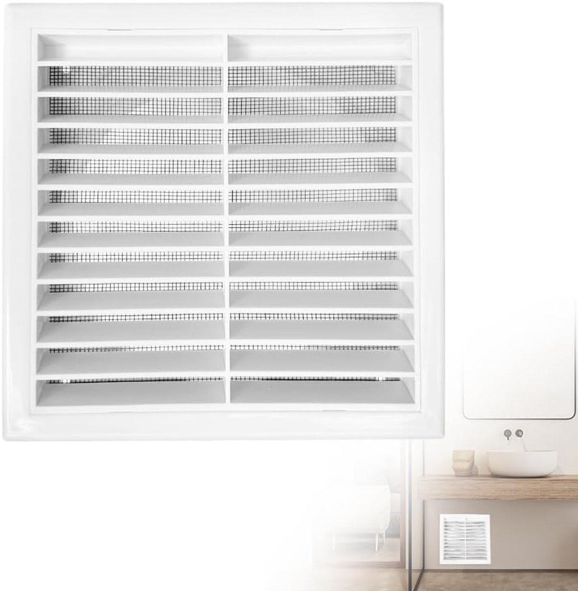Vierkante Ventilatierooster met Insectenbescherming, Afsluitbare Rooster, Witte Ventilatiecover voor Efficiënte Luchtcirculatie en Gemakkelijk Onderhoud