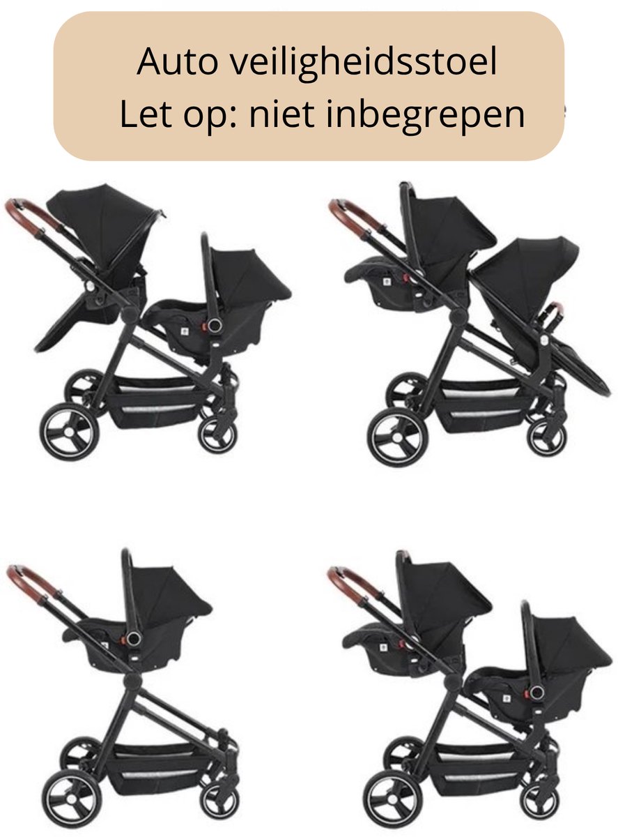 Solayne Kinderwagen - Buggy - Duo kinderwagen - Tweeling kinderwagen - Dubbele kinderwagen - Opvouwbaar - Lichtgewicht - Licht grijs — cadeau in Cadeau-ideeën - foto 3