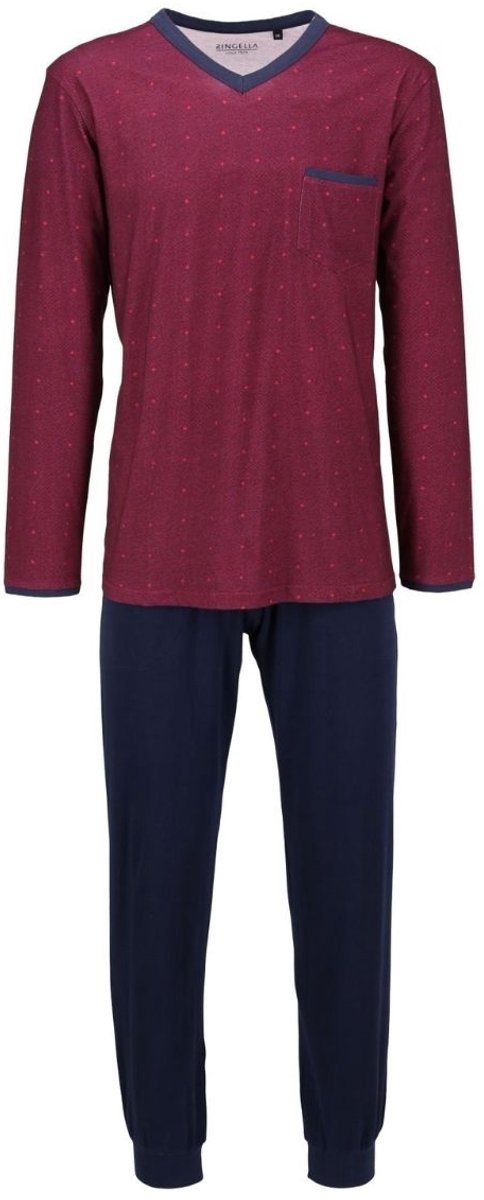 Katoenen heren pyjama bordeaux rood Ringella - Rood - Maat - 56