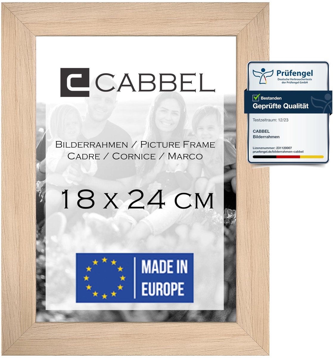 CABBEL Picture Frame 18x24 cm Natural Sturdy MDF Wood Frame, Shatterproof Perspex Glass for Hanging and Standing - ShopVlot