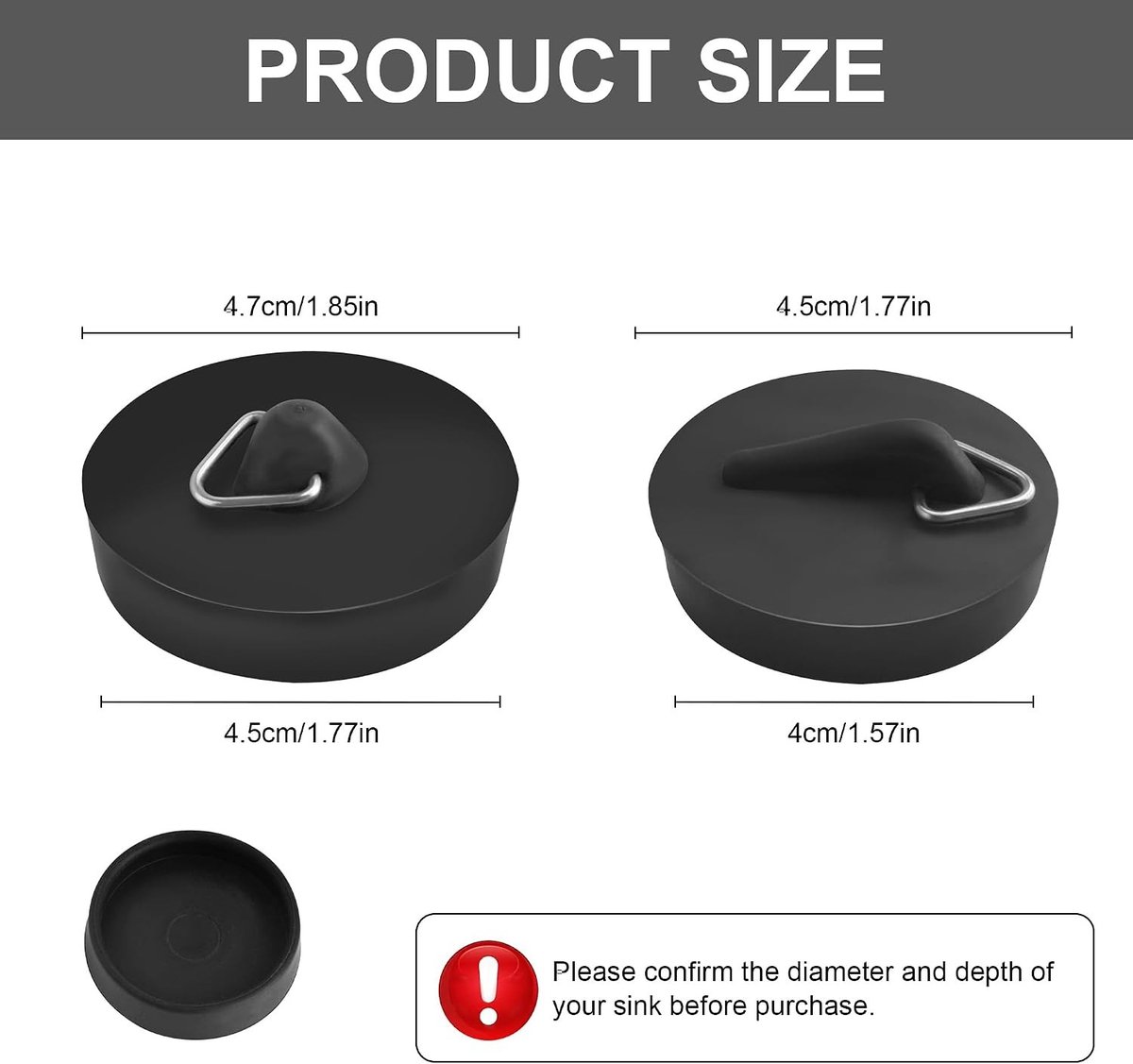 Wasstopprop - Zwart - 4 cm en 4.5 cm - Rubber - Voor Badkuip en Wasbak