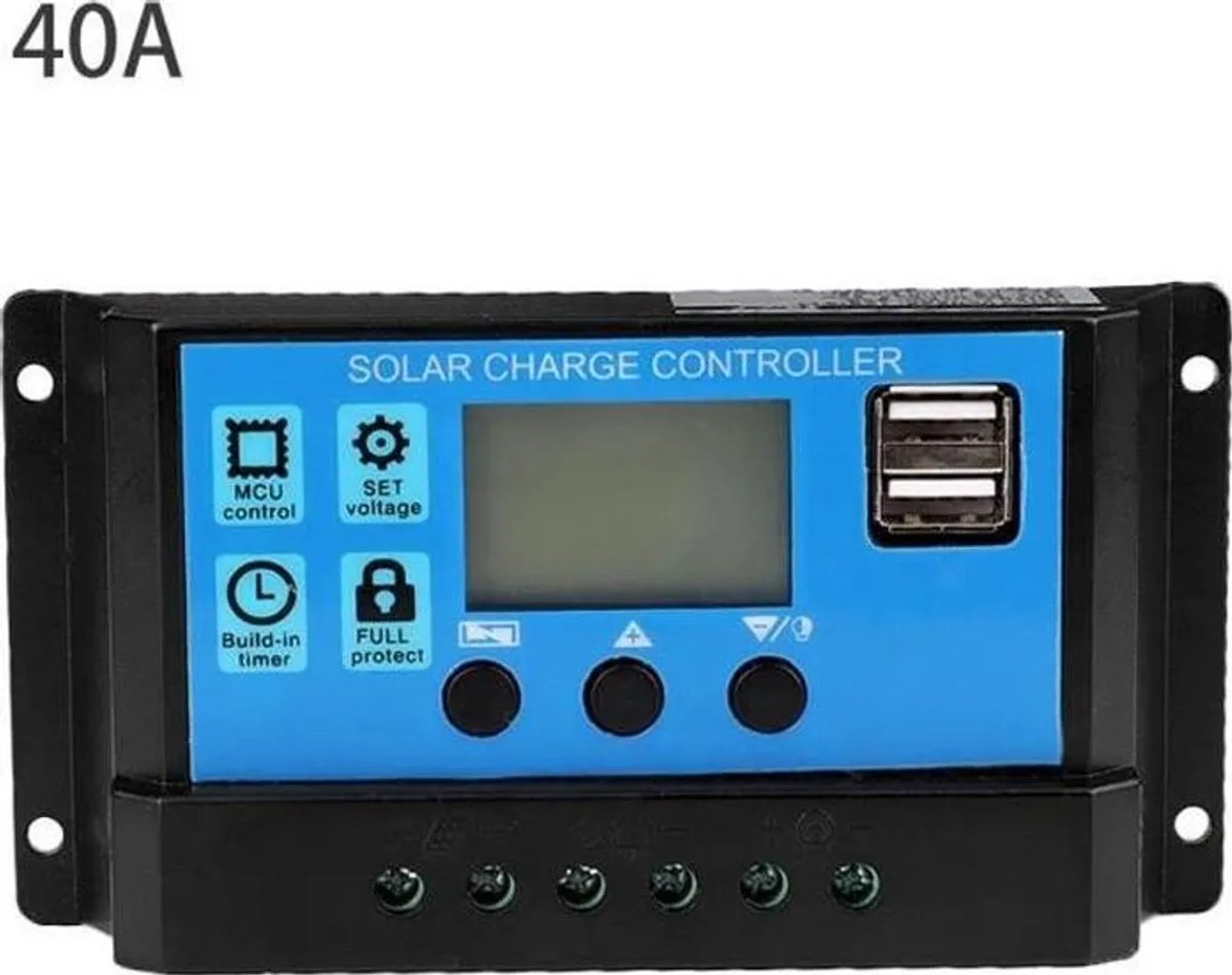 Zonne-laadregelaar, automatische zonne-laadregelaar, 40A 12V 24V PWM-regelaar (40A)
