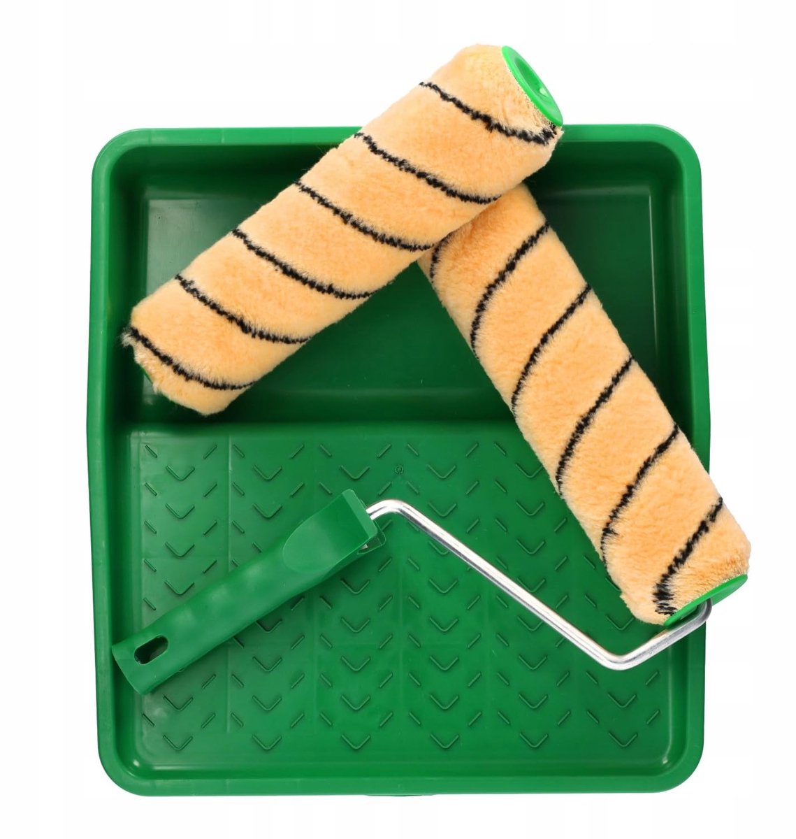Famanu – Professionele set van 2 verfrollers in oranje, inclusief verfbakje, voor plafond en wand, 18 cm