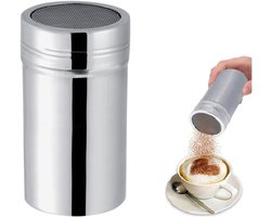 Roestvrijstalen Anti-rust Cacaopoeder Duster - Poedersuiker Shaker en Zeef, Eenvoudig Schoon te Maken, Perfect voor Bakken en Koffie