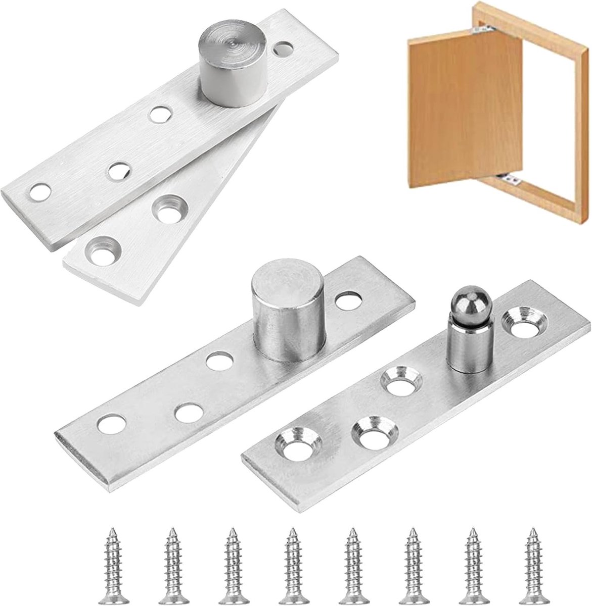 Verborgen draaiklinken van roestvrij staal - 360 graden scharnieren voor deuren, kasten en vloer-tot-plafond ramen - Draaimechanisme en accessoires voor optimale functionaliteit