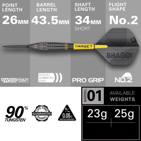 Target Scott Williams Black Swiss Point 90% - Dartpijlen - 25 Gram van Target — afbeelding 4