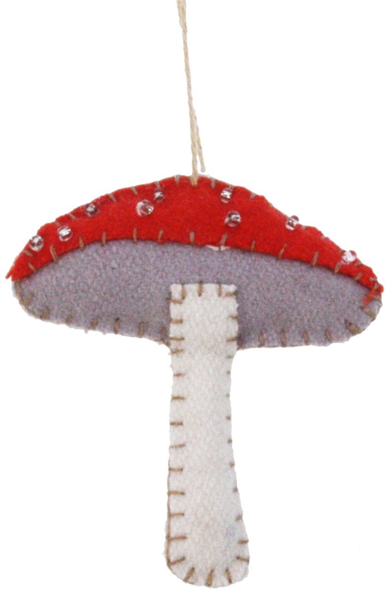 Paddestoel, vilt 7x2x9cm
