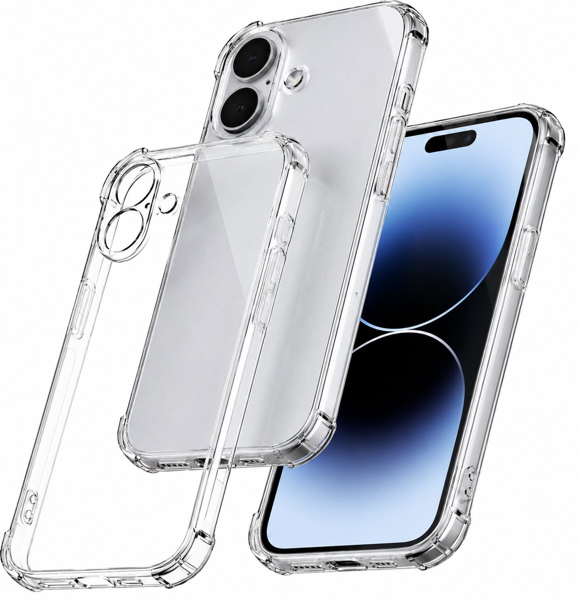 YSONIC Anti Shock Hoesje Geschikt voor Apple iPhone 18 Transparant - Siliconen Shock Back Cover Case