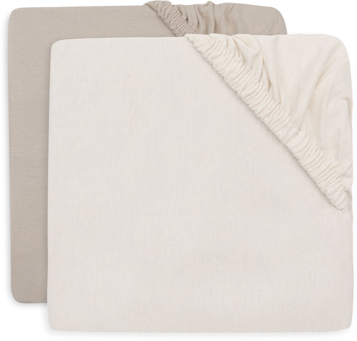 Jollein Hoeslaken Boxmatras - 75x95cm - Oatmeal/Sand - Jersey - 2 Stuks
