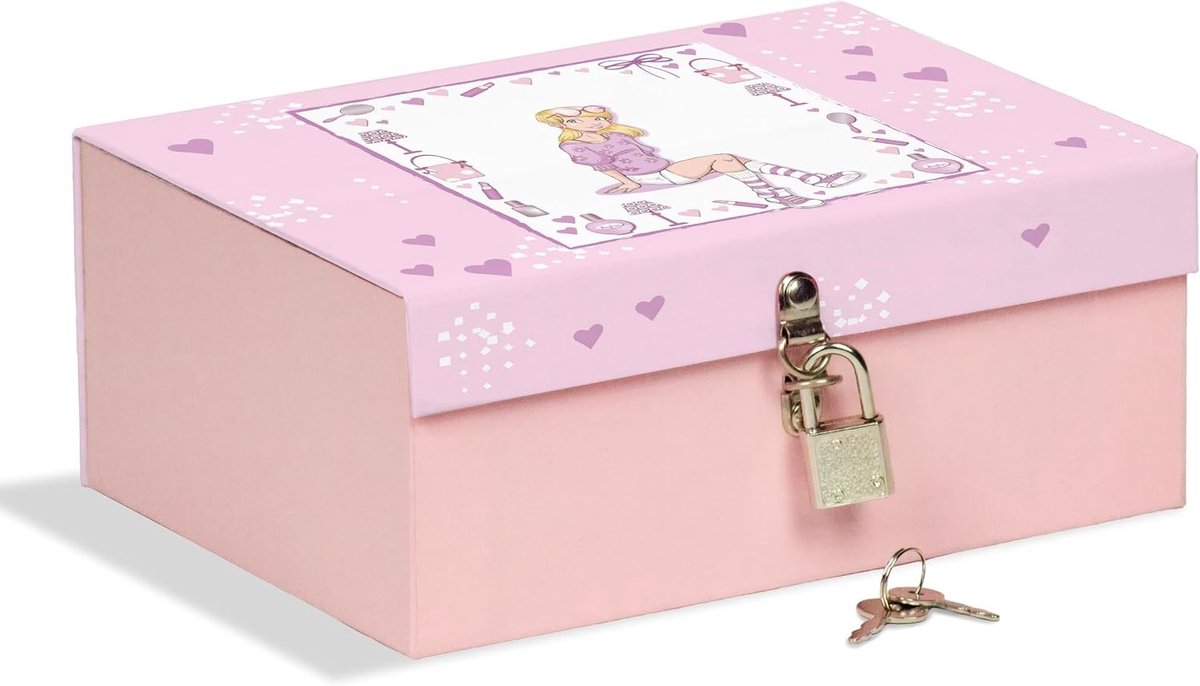 Box met slot - Multicolor - 18,5 x 14 x 7,5 cm - Gemaakt van Gelamineerd Papier - Voor Sieraden en Geheimen
