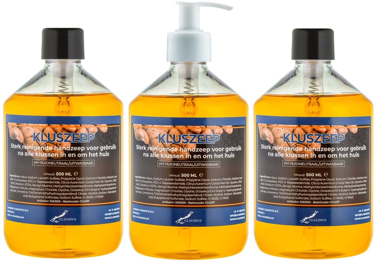 Kluszeep 500 ml - set van 3 stuks - met gratis pomp - Voordeelverpakking