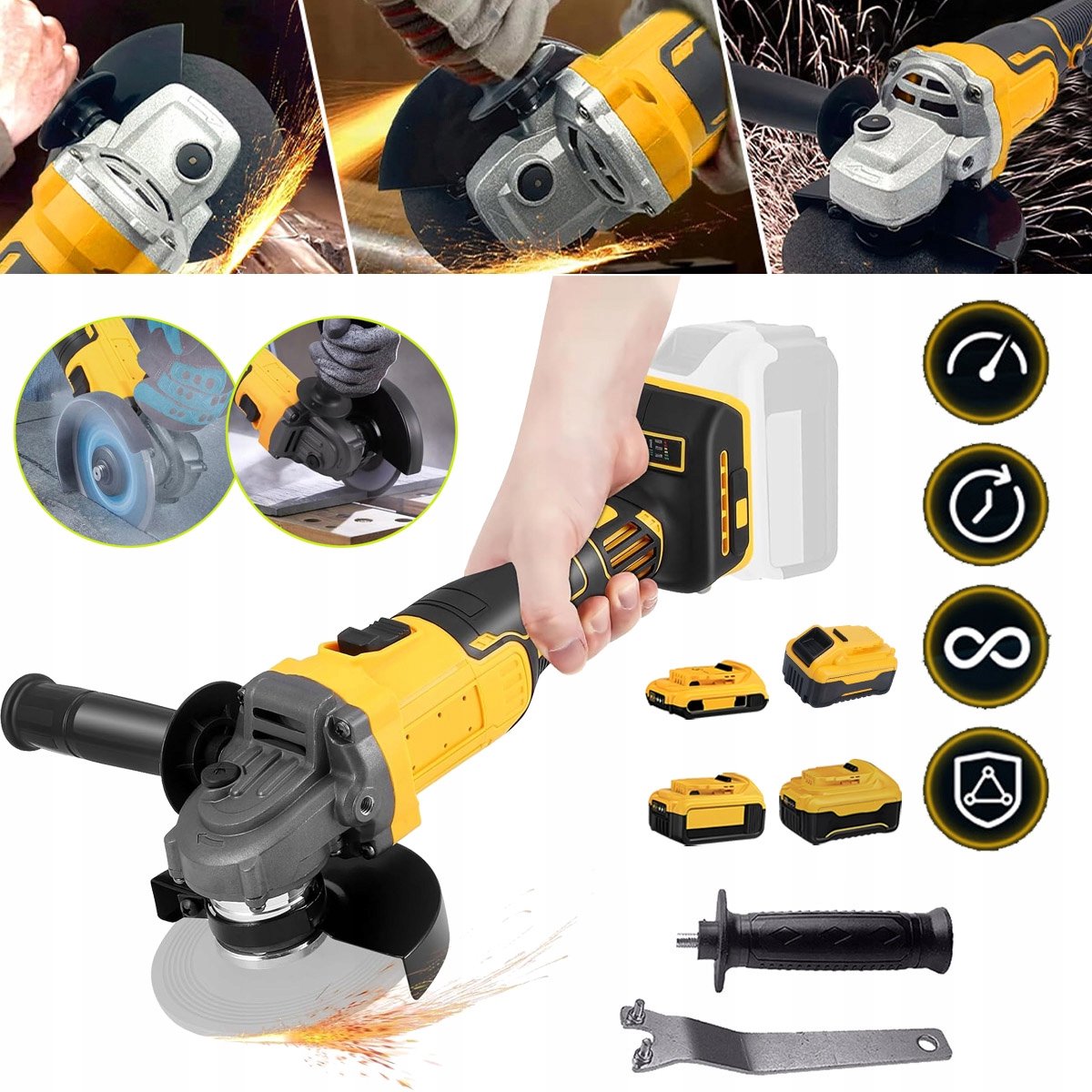 125 mm Elektrische Haakse Slijper - 10000 tpm Borstelloze Motor Zijhandgreep Met Dubbele Positie Spindelvergrendeling Snoerloos 18-21V - Voor Snijden Slijpen En Polijsten - Voor Dewalt 20V Accu (Niet Inbegrepen)