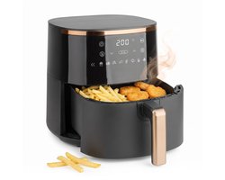 Cheqo® Airfryer - Hetelucht Friteuse - Heteluchtfriteuse - Friteuse zonder Olie - Luchtfriteuse met Digitaal Display en Touchscreen - 8 Automatische Programma's - Timer - Airfryer XL Zwart Goud - Frituurpan - Gezond Frituren voor het Hele Gezin