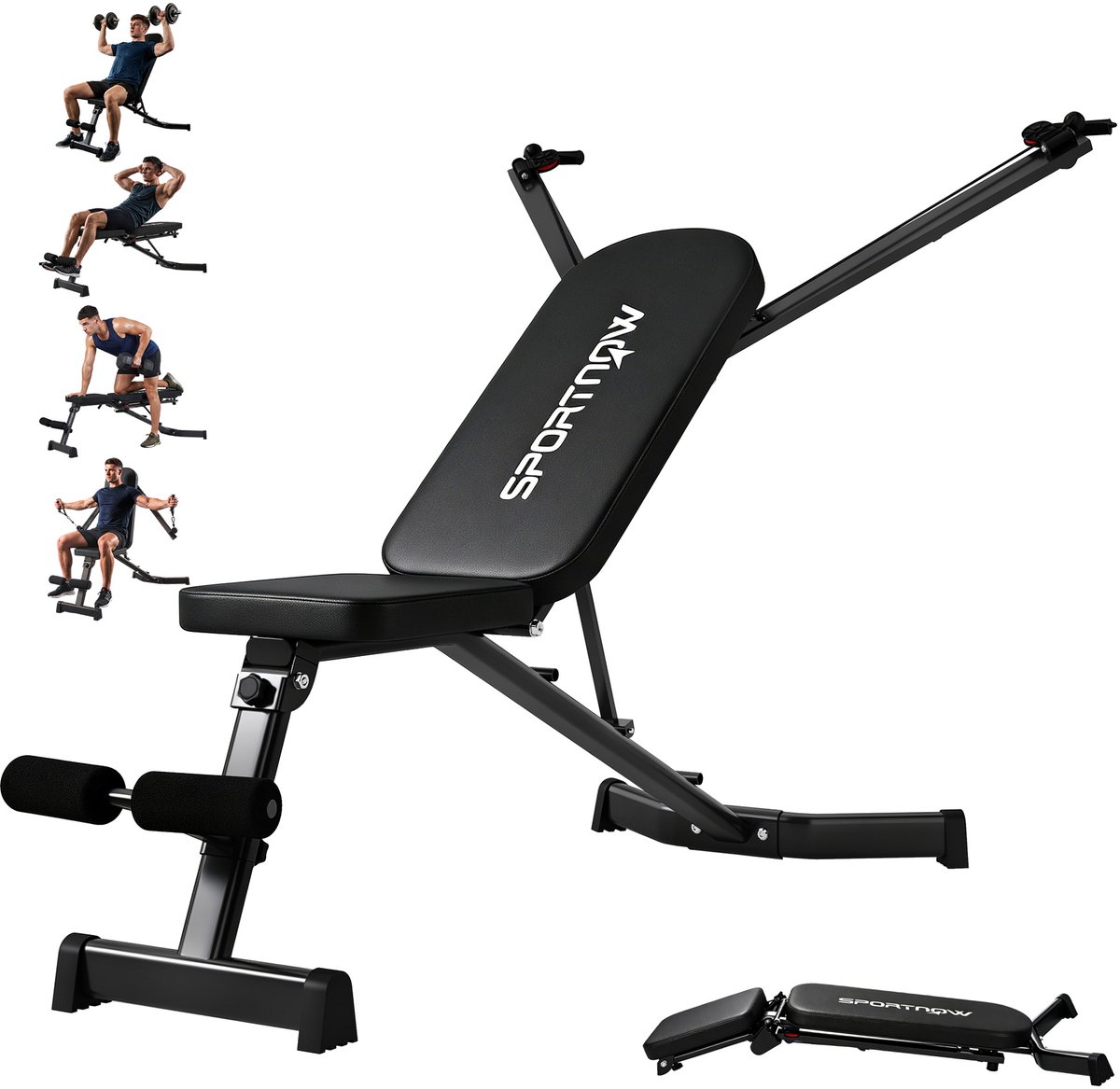 SPORTNOW Dumbbell Bench-Sperrholz, Stahl-135L x 130B x 107H cm-Schwarz