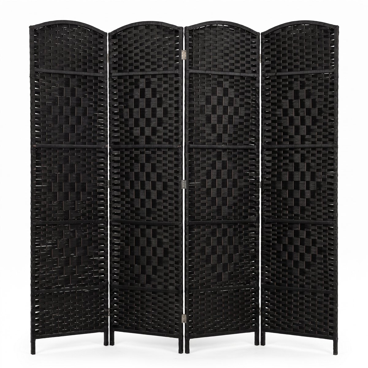 IvoQ Kamerscherm Zwart – Roomdivider – 4 Panelen – 170 x 160 cm