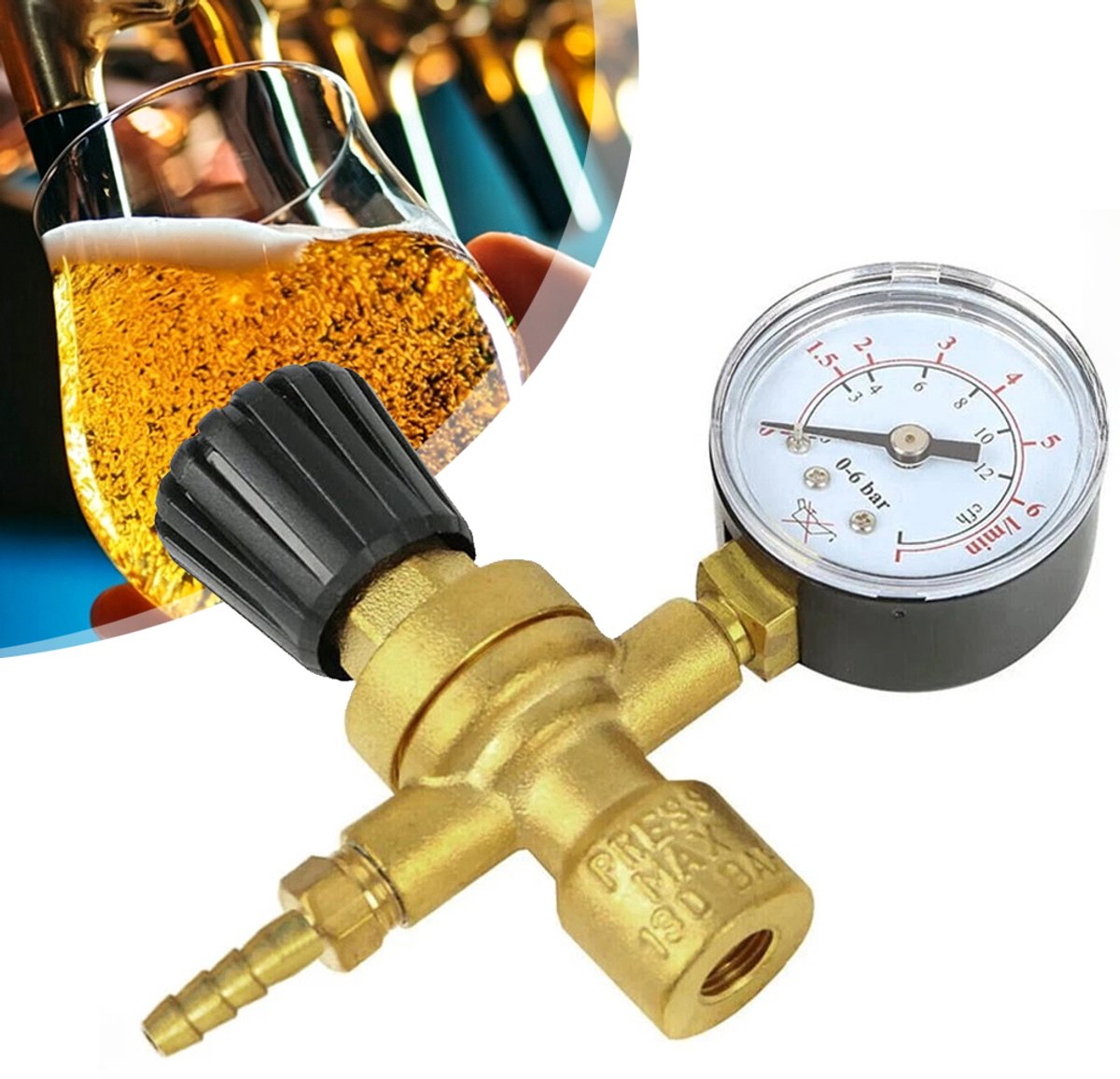Miniatuur Gasflesregelaar - Mini Gasflesregelaar Met Manometer - Voor Lasdrukinstrumenten Van Wegwerpbare Argon-CO2-Cilinderdrukregelaars
