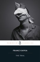 Boekomslag van 'De Processen' van Franz Kafka, met een zwart-witafbeelding van een man met een verband om zijn ogen.