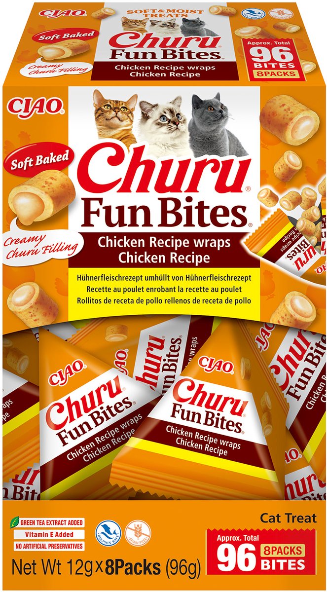 Ciao Churu Fun Bites Sappige Brokjes Kattensnack Kip variëteiten 8x12g