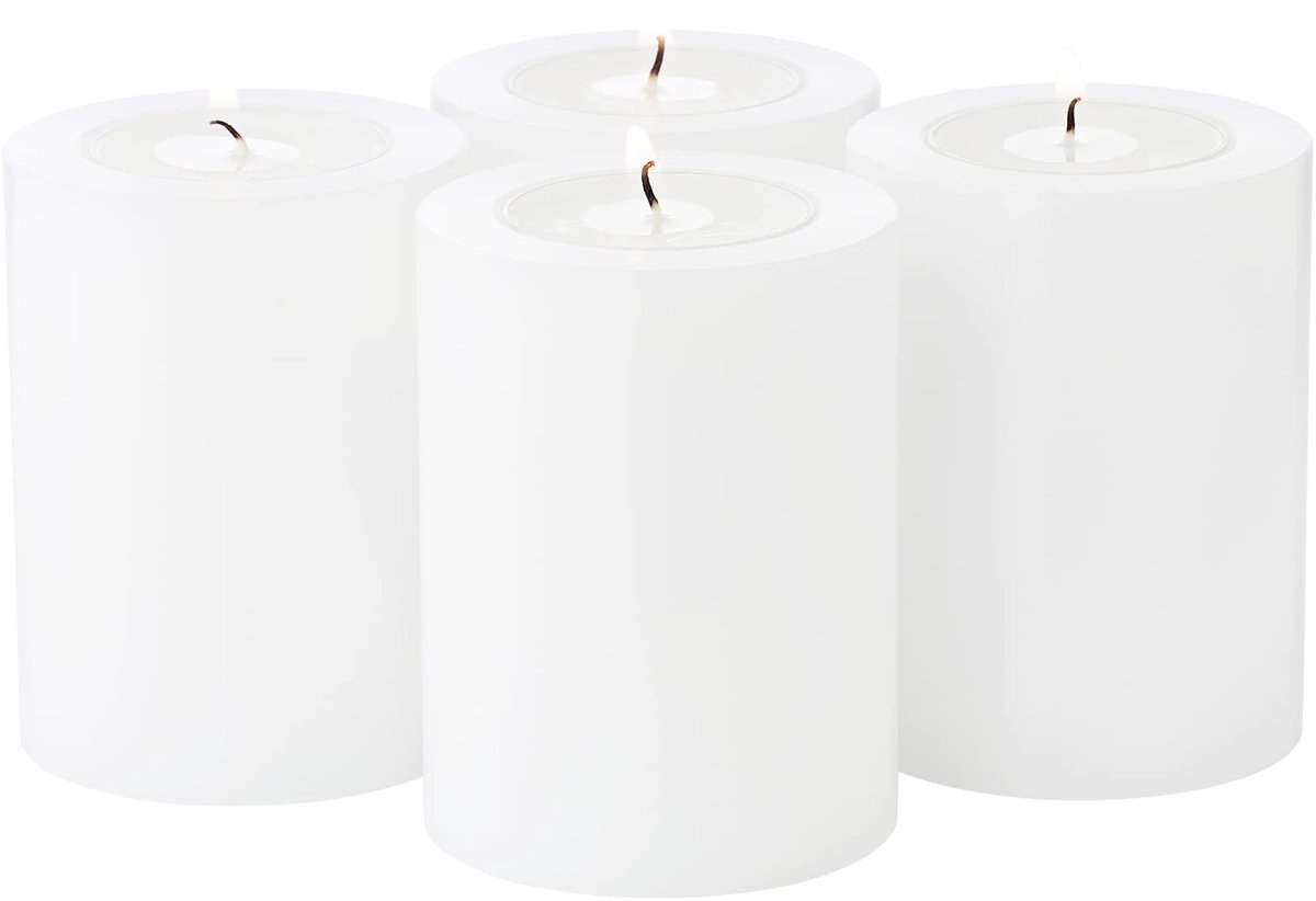 Famanu Set van 4 theelichthouders voor standaard theelichtjes, hittebestendig tot 90 °C, ø 6 cm, hoogte 8 cm Wit