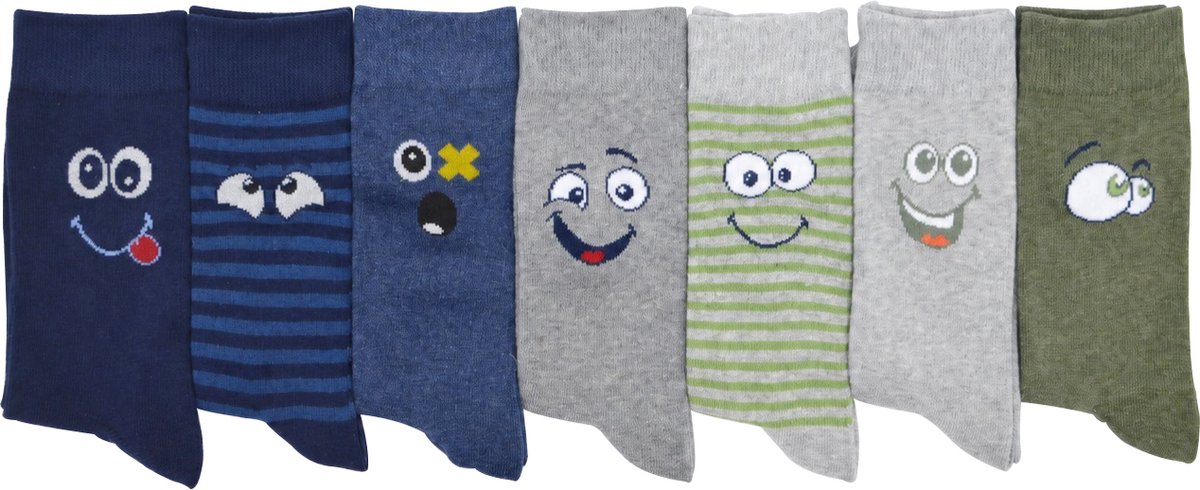 Inter Socks - 7 paar - Hoogwaardige katoenen jongens sokken - Maat 35/38 - assortiment kleuren - multipack kindersokken