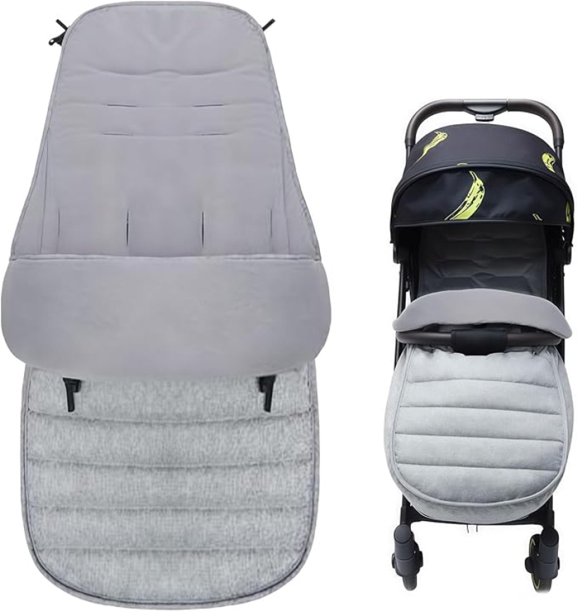 Voetenzak voor kinderwagen en buggy, waterdicht, afneembaar, met ritssluiting, antislip, winter, geschikt voor bijna alle kinderwagens, grijs