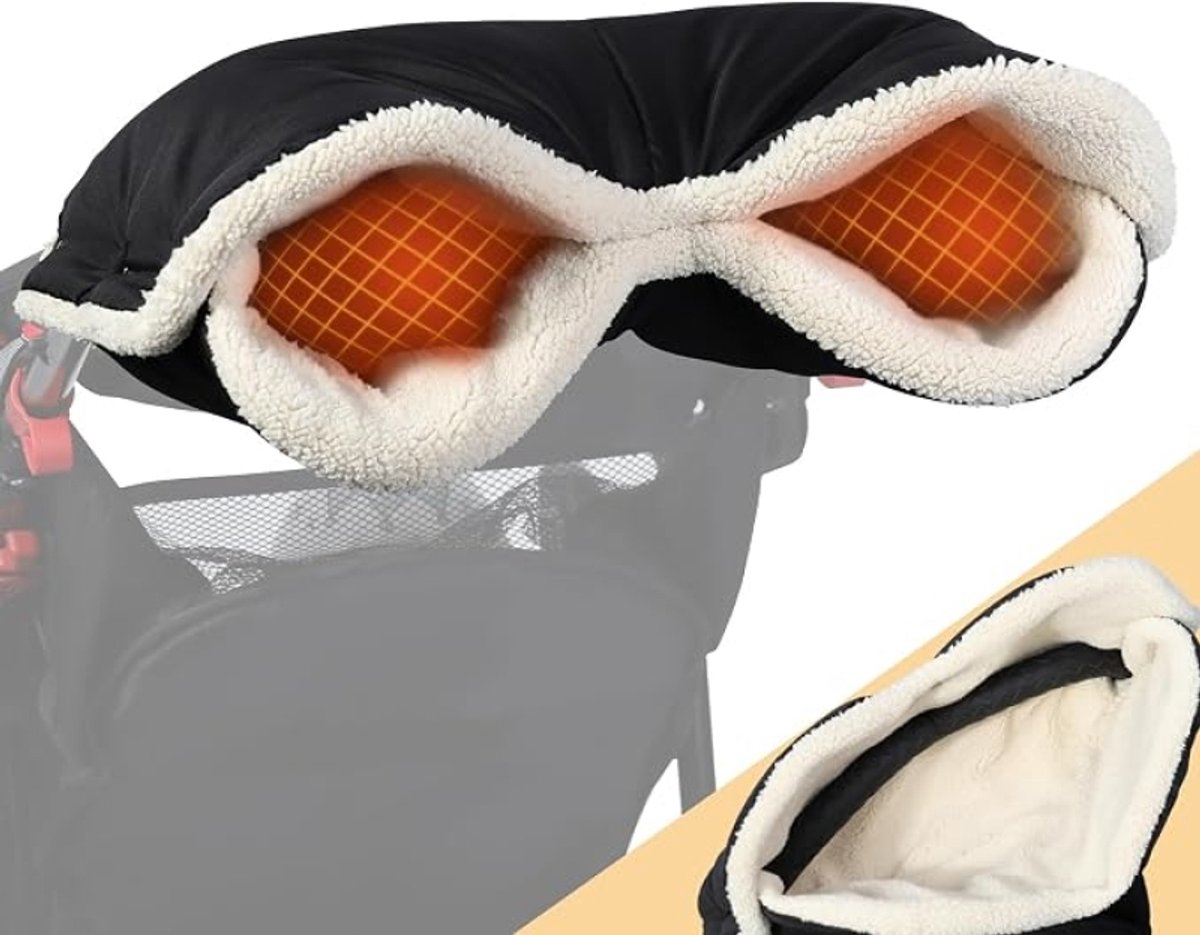 Winter Handschoenen voor Wandelwagen met Berber Fleece - Weerbestendig - Zwart - Universeel