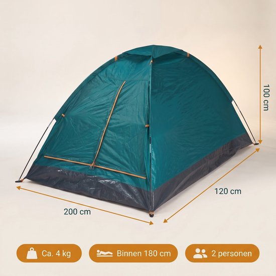 Cheqo® Koepeltent 2 Persoons - Tent 2 Persoons - Kampeertent - Campingtent - Festivaltent - Iglotent - Bogentent - Lichtgewicht Tent - Waterdichte Tent - Tent voor Camping - Reistent - Vistent - Tentje - Groene Tent - Monodome Tent — afbeelding 2