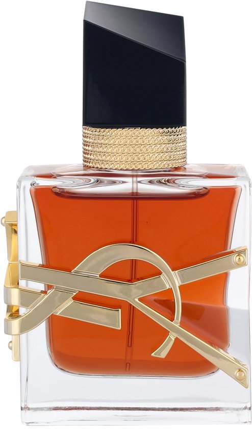 Yves Saint Laurent Libre Le Parfum flesje met gouden YSL logo en oranje vloeistof.