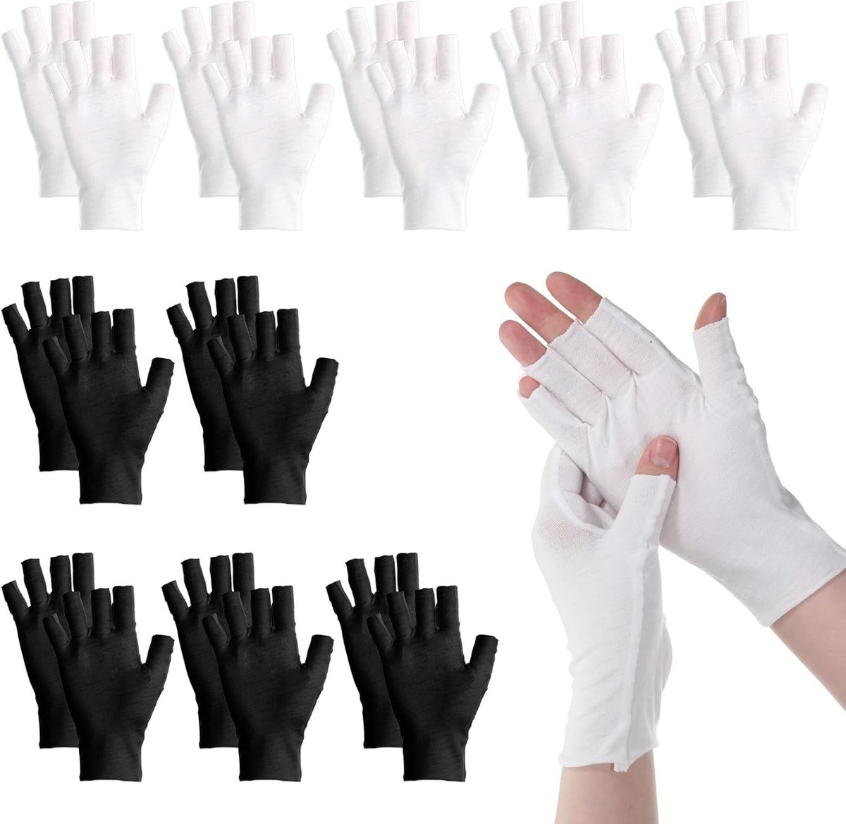Vingerloze Katoenen Handschoenen - Wit - Eenheidsmaat - Ademend en Comfortabel - Voor Dames en Heren