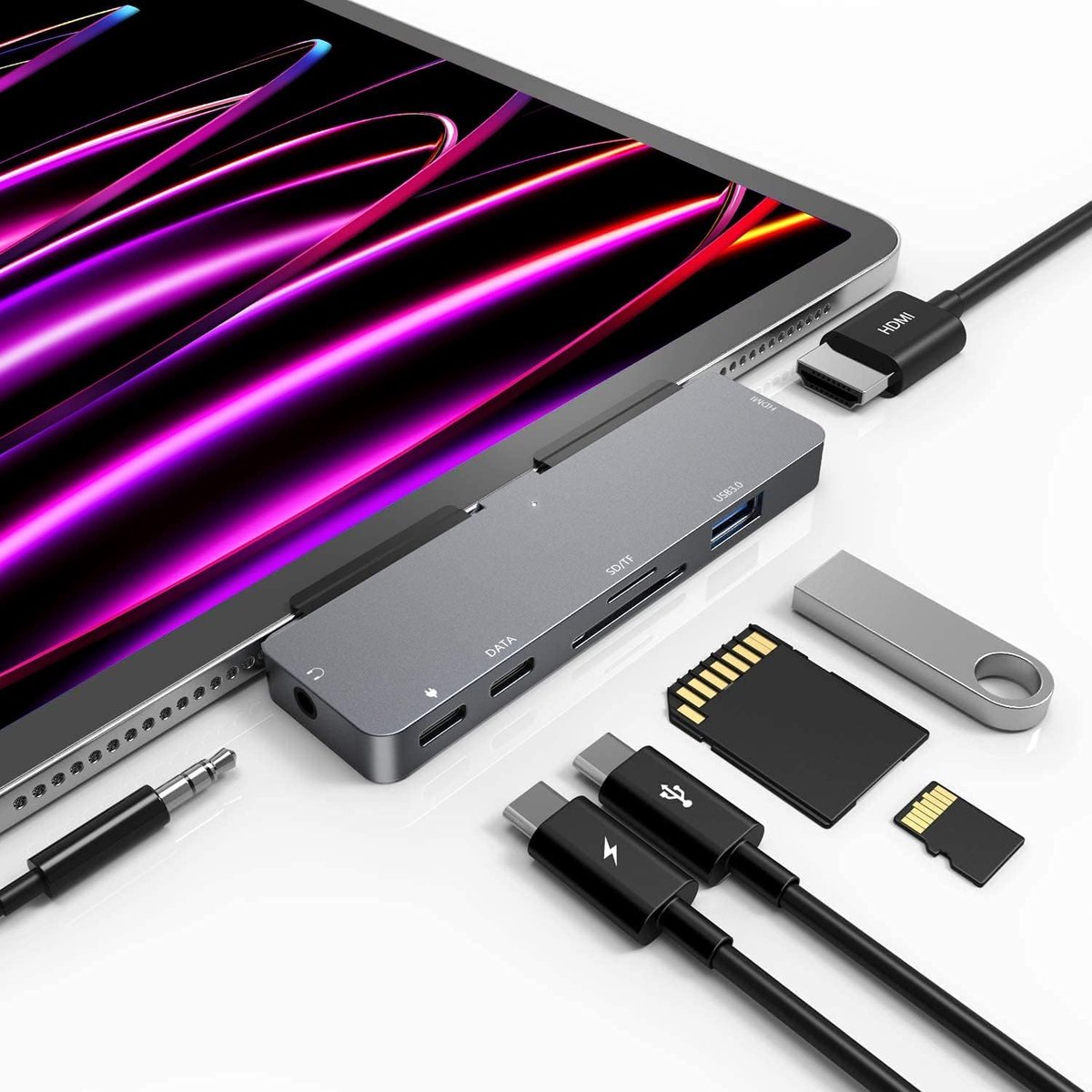 carmdering - HUB - Splitter - USB-C Hub – 4K HDMI – USB 3.0 – SD/microSD – 60W PD – 7-in-1