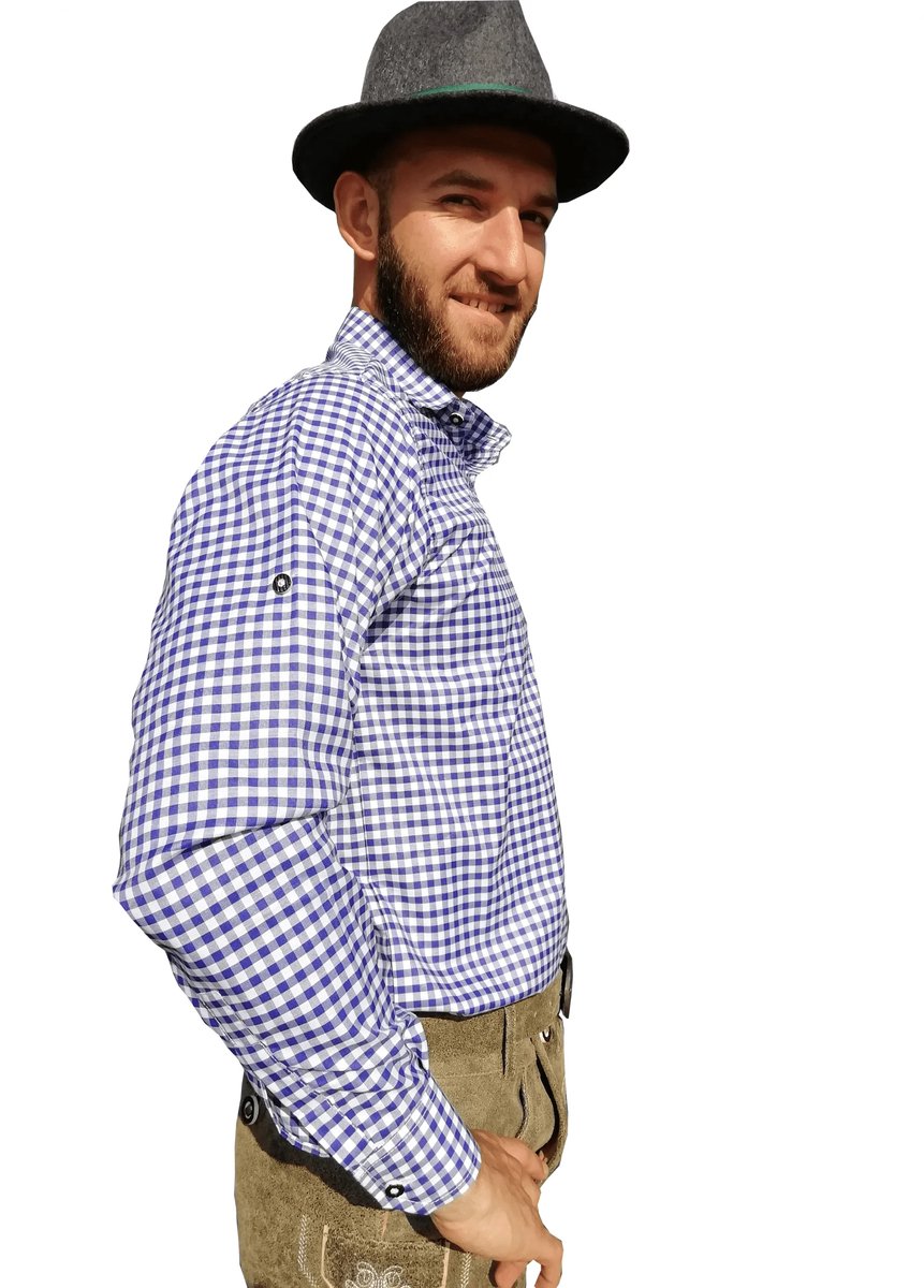 LEDERHOSEN.NL - Tiroler overhemd blauw-wit