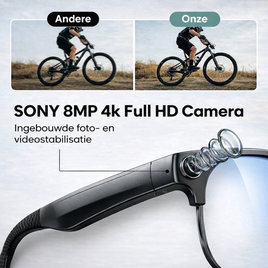Camera Bril met Oplaadhoes – Sony 8MP 4K HD – 3600mAh Lange Batterijduur – Slimme Bril met Verborgen Camera – Smart Glasses met NL-app, Vertaalfunctie & Muziek – Spy Camera – AI bril — afbeelding 5
