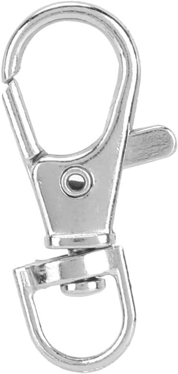 20 stuks‑kleine haak‑metalen sleutelhanger‑10 stuks grote visbeksluiting +10 stuks 25mm dubbele ring‑zilverkleurig