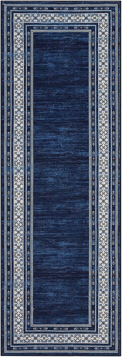 Vloerkleed Modern Blauw 60x230 cm Fluweel Pearl Velvet Opvouwbaar Woonkamer