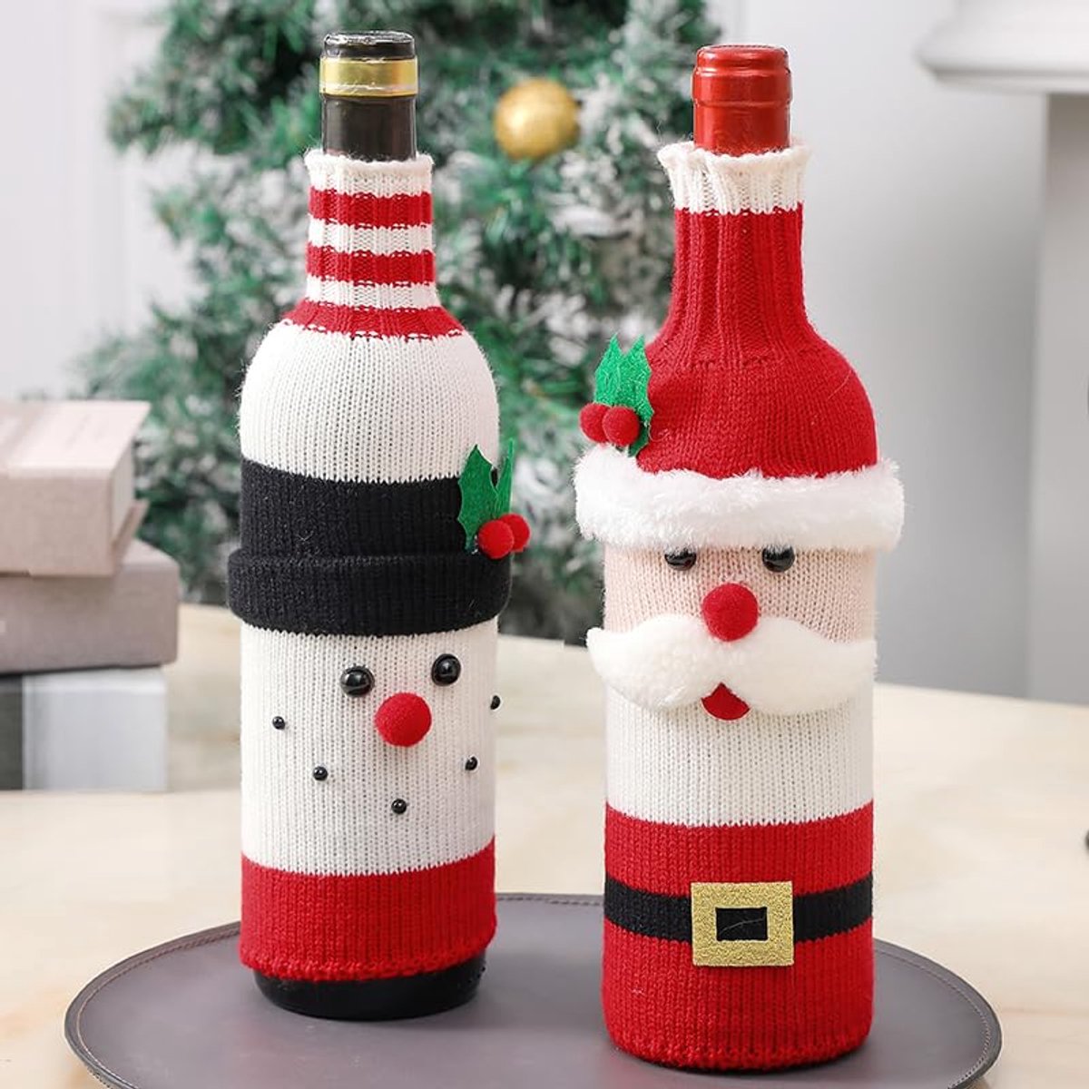 Namajunas - 2 stuks Wijn verpakking - Geschenkzak - Kerstinterieur - Kerstversiering - Kerstdecoratie - Kerst - Flessen Cadeau Verpakking voor Kerstmis, Verjaardagen, Feesten - - Voor Gezinnen en Feestvierders