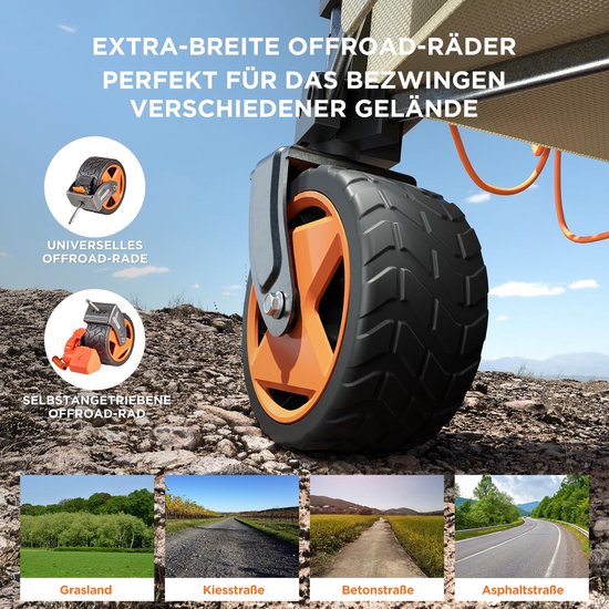 Elektrische Bolderkar Opvouwbaar met 2 Motoren, Remmen, 150 L Inhoud, 60 kg Draagvermogen en 2 Accu’s — afbeelding 4