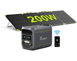 FOSSiBOT F1800 Draagbare Powerstation 1024Wh 1800W continu 3600W piek LiFePO4 incl. SP200PRO zonnepaneel | Uitbreidbaar ECO-modus UPS <10ms Noodstroom Camper Kamperen