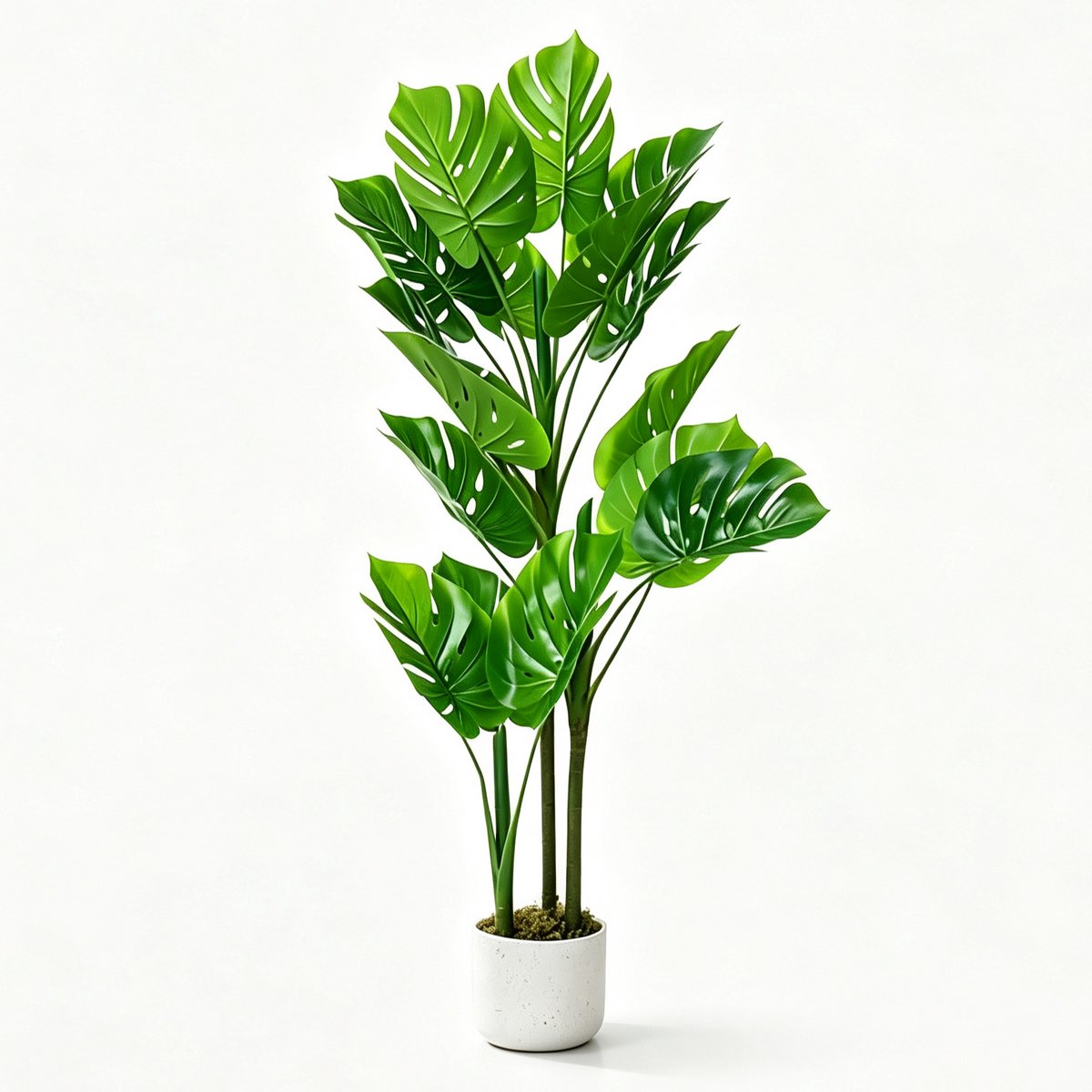 HOERFURIY Kunst Monstera 110cm met pot — 16 bladeren — Verstelbare stalen steel voor woonkamer & entree
