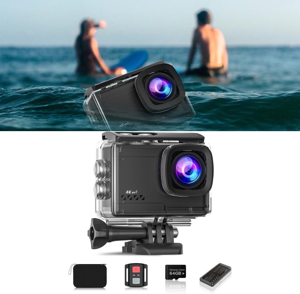 CRLYN® Actie Camera - Onderwater Camera - Avontuur Vastleggen - Zwart