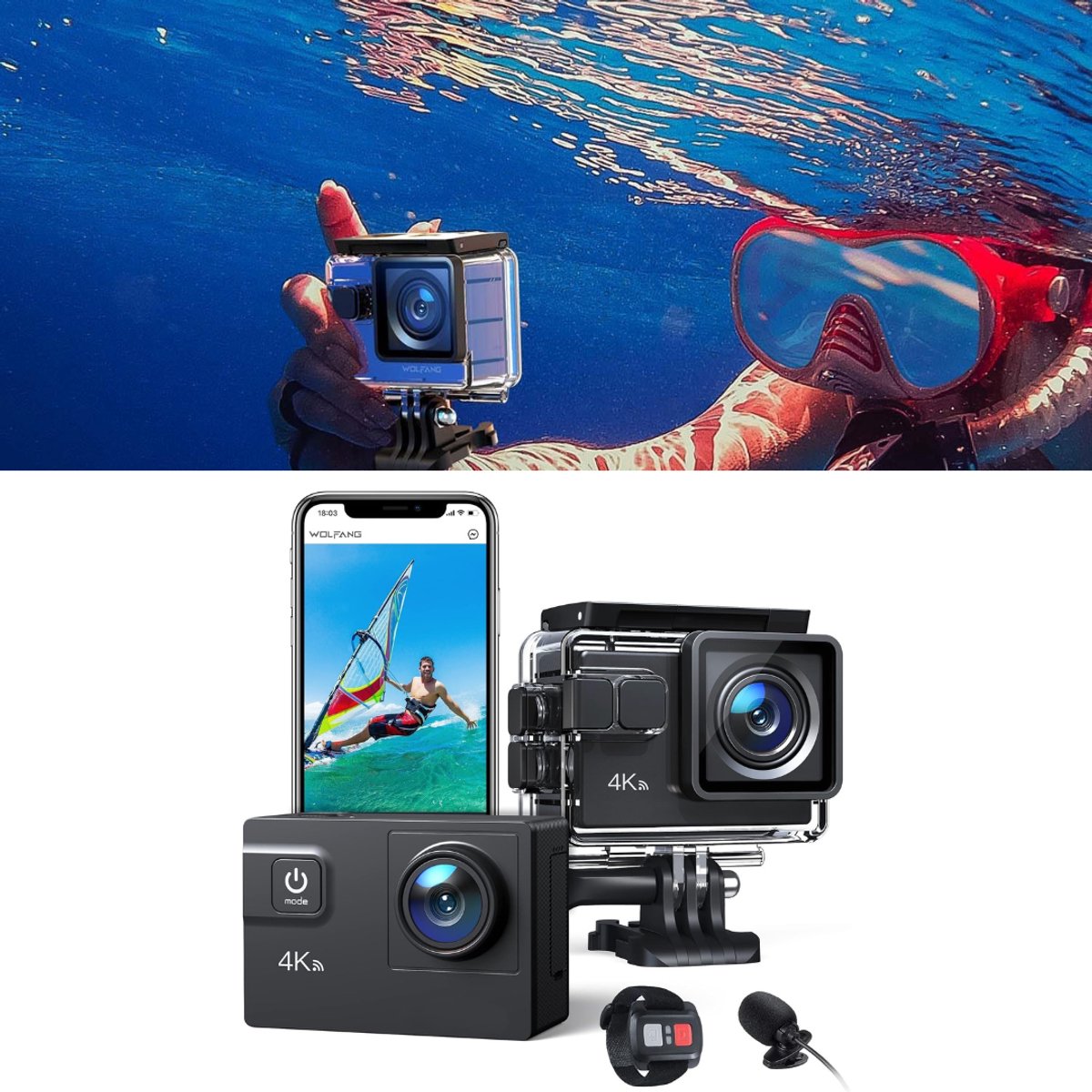 CRLYN® Actie Camera - Onderwater Camera - Avontuur Vastleggen - Zwart
