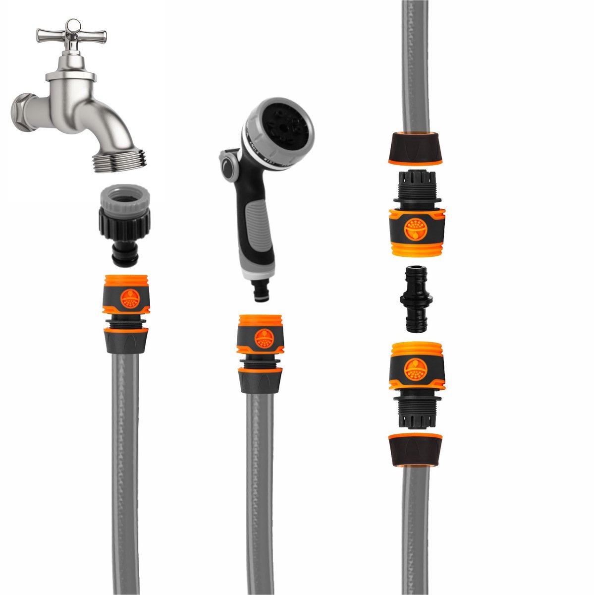 YIYAYOO Tuinslangconnector voor tuinslang, buitenkraan-slangverbinder-armatuurset, snelverbinder, kraanadapter voor - ShopVlot