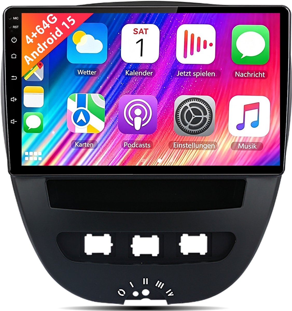 Cestovet Autoradio - Geschikt Voor Toyota Aygo/PEUGEOT 107/Citroen C1 2005-2014 - Android 15 4+64GB - Draadloos Apple Carplay & Android Auto - FM,RDS,USB,GPS.NAVI