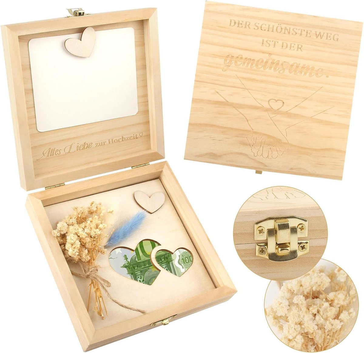 Houten Geldkassette voor Huwelijksgeschenken, Bruiloft Cadeau en Geldopslag