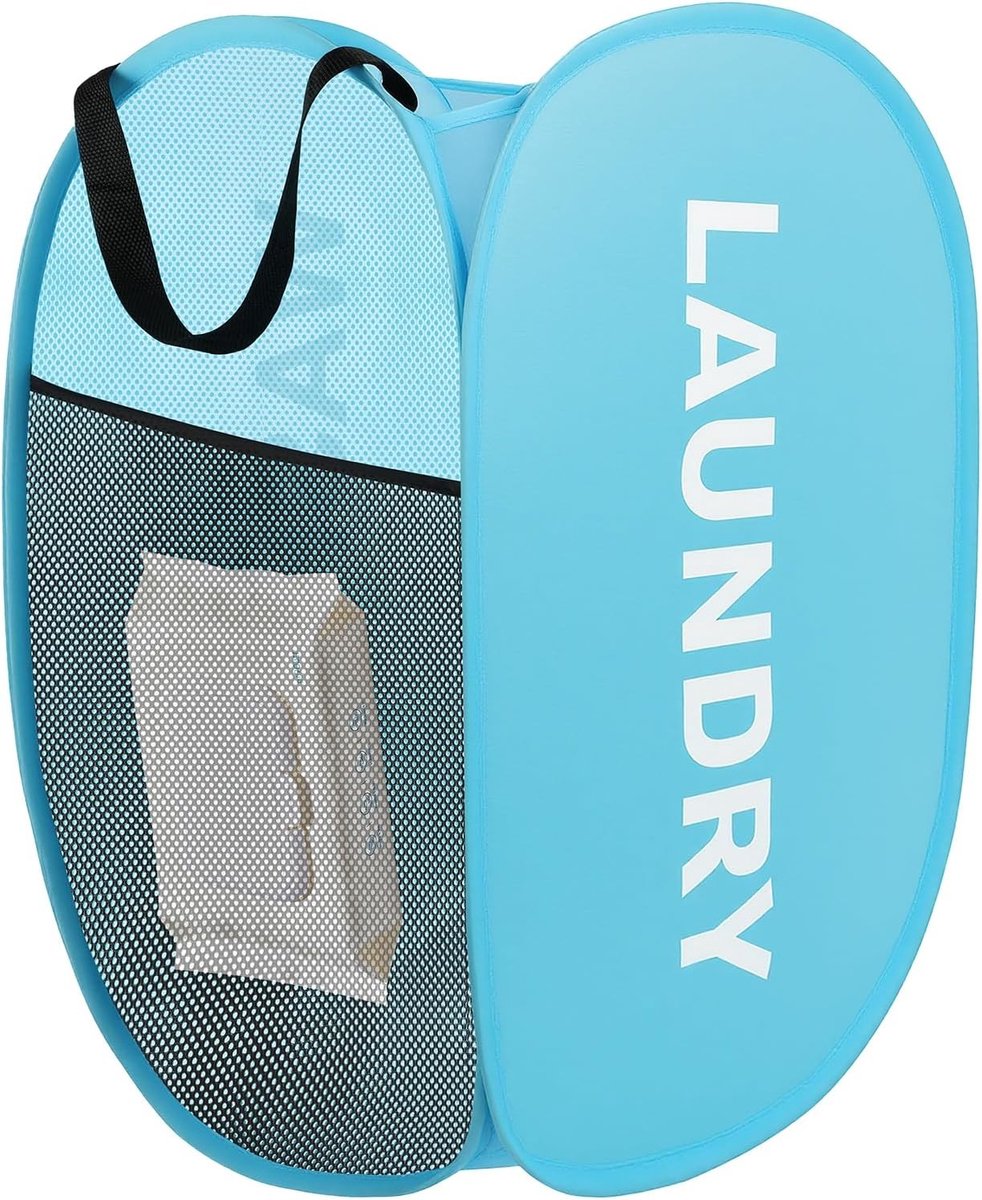 Ruimtebesparende Vouwbare Wasmand van Mesh voor Badkamer, Slaapkamer, Kinderkamer en Reizen - Blauw en Praktisch