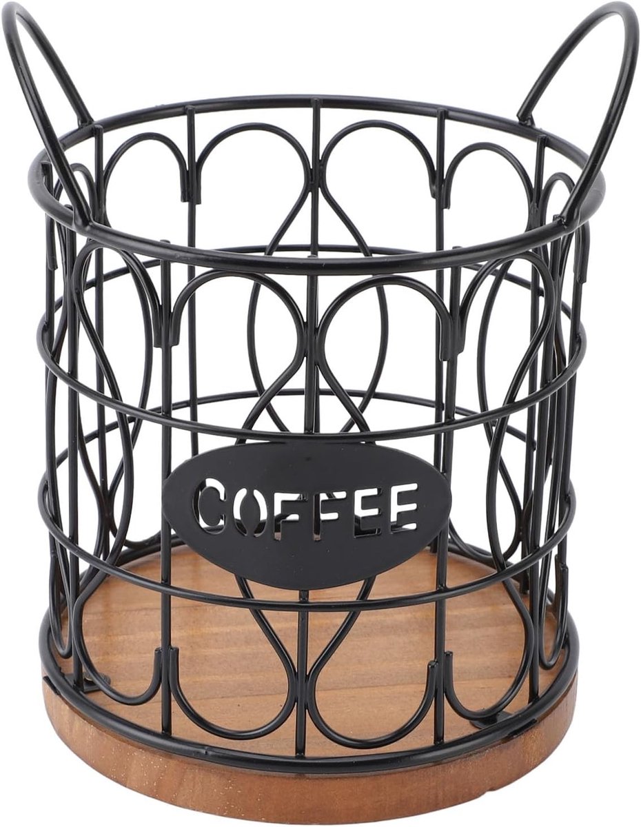 Grote capaciteit koffiecup houder met houten basis, koffiecup opslag, organizer voor aanrecht en kantoor