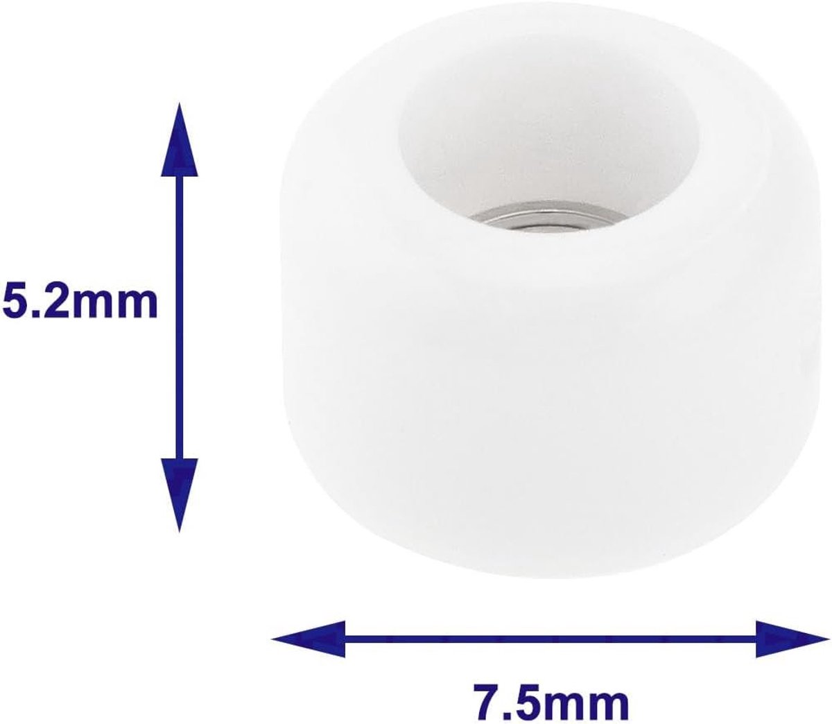 8 Stuks Polyurethaan CNC Toetsenbord Lagerwielen voor Mini Skateboard - Professionele Bal Lager Wielen voor Houten Toetsenborden - 7.5x5.2mm, Wit/Zwart