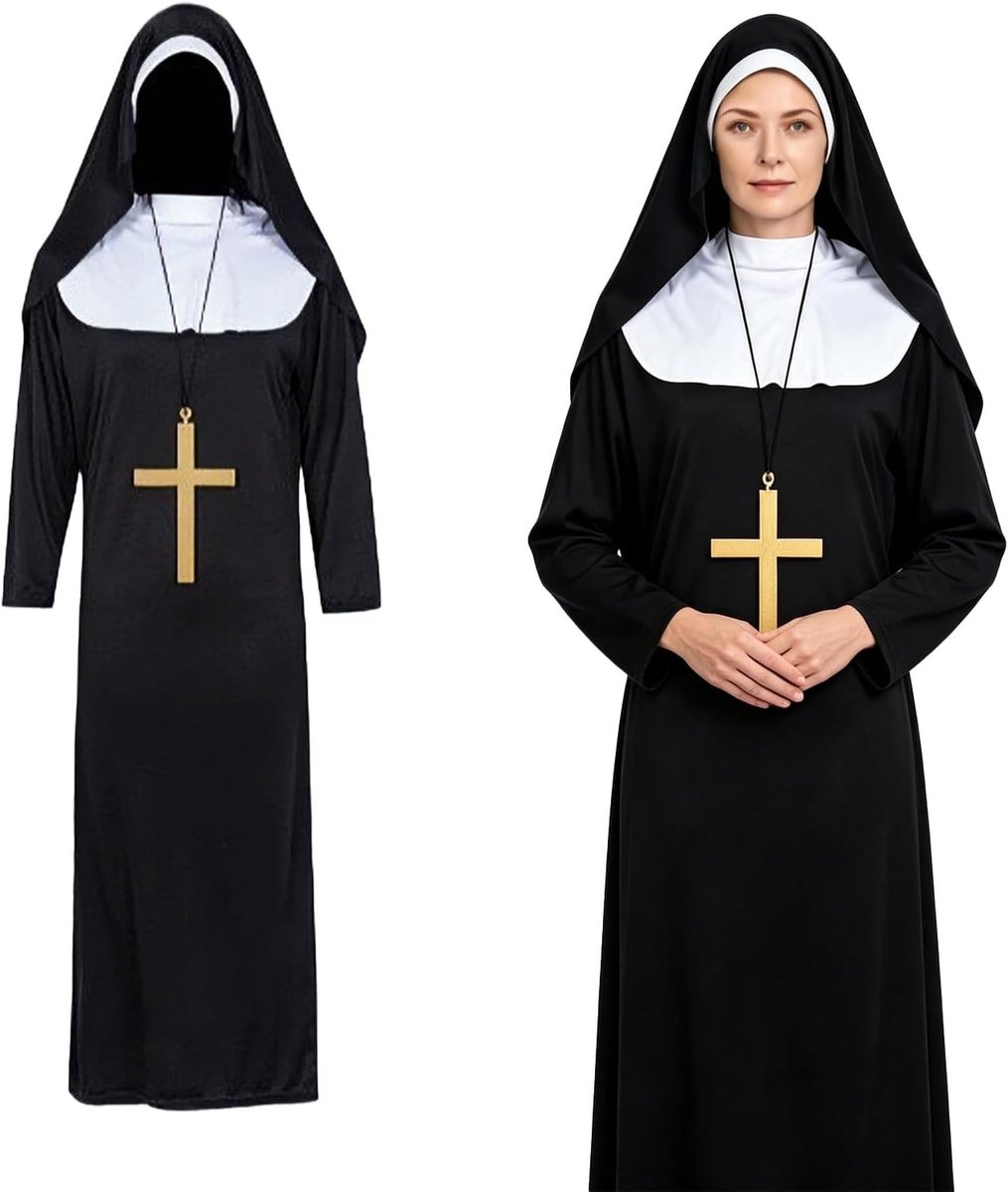 Nonnenkostuum - Zwart - Eén maat - Polyester - Voor Volwassenen