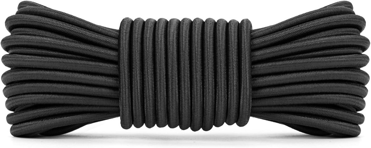 Cord Bungeekoord - Zwart - 5 mm x 10 m - Elastisch Rubberen Touw - Voor Buitenactiviteiten